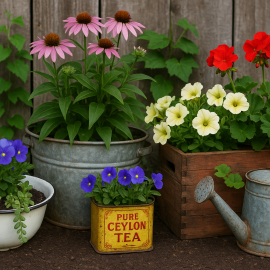 Vintage Containers in the Garden