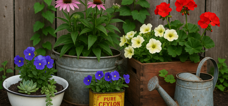 Vintage Containers in the Garden Vintage Containers in the Garden