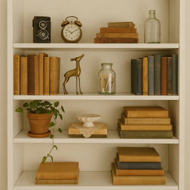 Styling a Bookshelf with Vintage Treasures