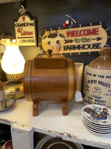 A Fresh Look in the Booth - decor butter churn & platte valley whiskey juh