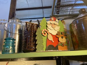 A Fresh Booth Refresh & a Touch of Mid‑Century Cheer - handmade santa & reindeer standup