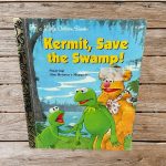 Unique Vintage Postcards & Classic Little Golden Books - Kermit, Save the Swamp! Little Golden Book, Hardcover Children's Bedtime Storybook, Classroom & Home School Activity