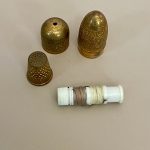 Vintage Sewing Notions With History & Charm - 1930s Gold Tone Ornate Brass Bullet-Shaped Thimble Case