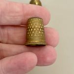 Vintage Sewing Notions With History & Charm - 1930s Gold Tone Ornate Brass Bullet-Shaped Thimble Case