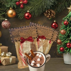 Handmade Holiday Cheer with Vintage Charm - Snowman poop - packages of hot cocoa mix
