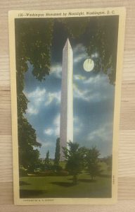 Washington Monument by Moonlight Washington DC Linen Postcard
