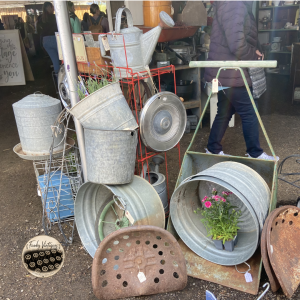 galvanzied buckets, galvanized wash tubs, galvanized water can & a galvanized chicken feeder