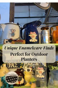 Spring Gardening Finds from the Barn - unique enamelware finds, perfect for outdoor planters 
