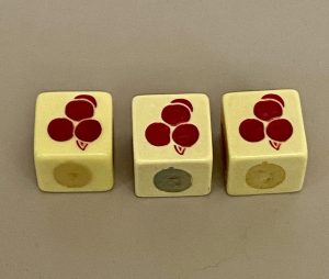 Vintage Celluloid Jackpot Dice Set, 5/8" Square Collectible Gaming Memorabilia, Bakelite Casino Slot Machine Dice Collector