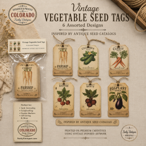 Vintage Vegetable Seed Tags - set of 6