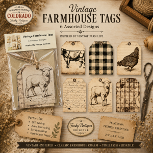 Vintage Farmhouse Tags - Set of 6 uniuqe designs.