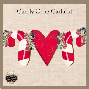 A Little Handmade Christmas at Funky Vintiques - picture of a candy cane garland with heart in middle