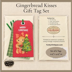 Gingerbread Kisses Gift Tags – Set of 6 Printed Tags